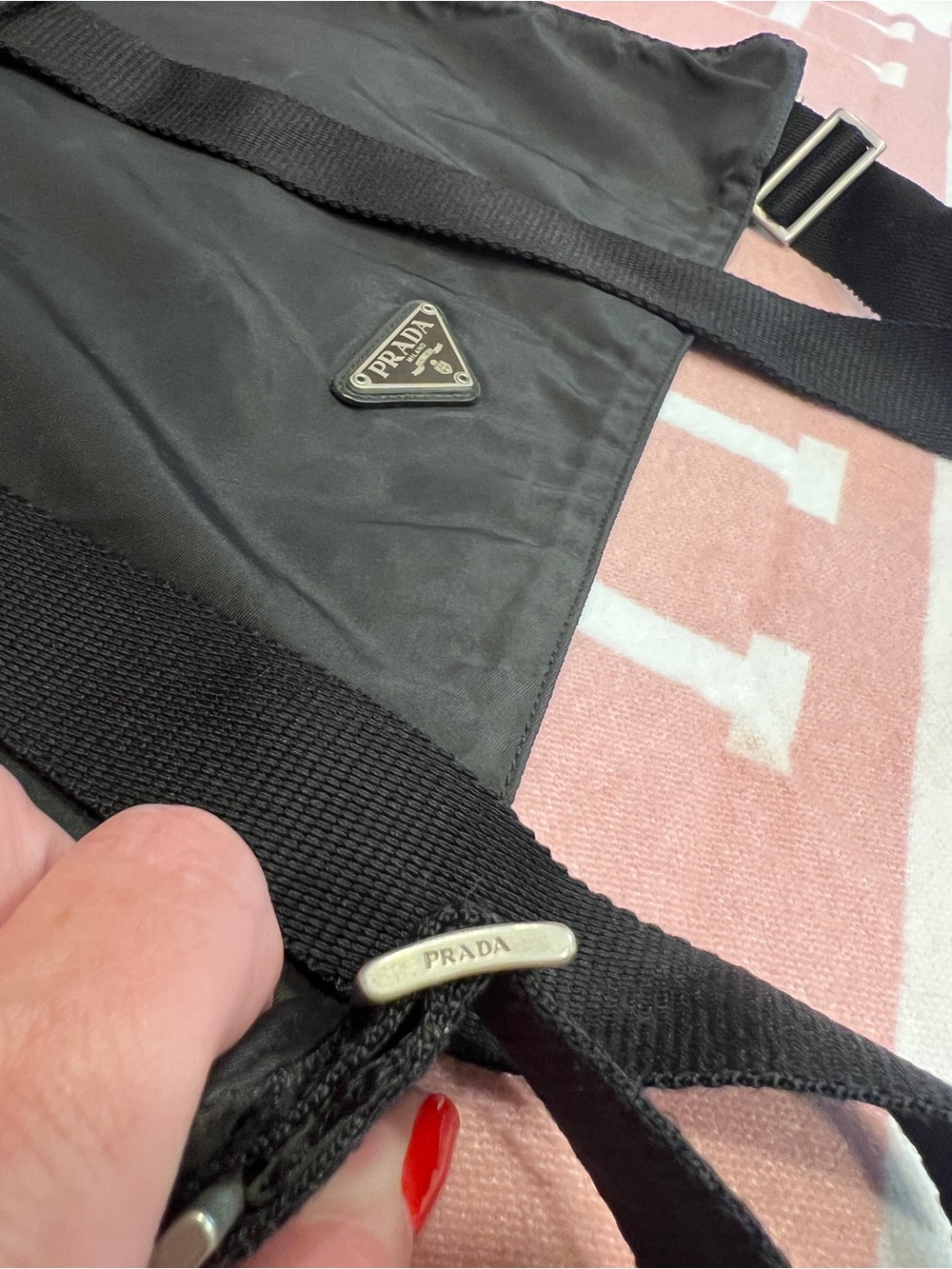 Prada⭐️✌🏻 Black Nylon Duffel perfect for traveling/towels/yoga mat!! - Picture 9 of 11